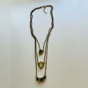 Fashion jewelry Gold and Green Layered Necklace